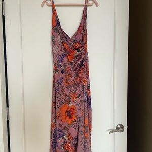 Urban Outfitters Ruched Maxi Dress Orange and Purple